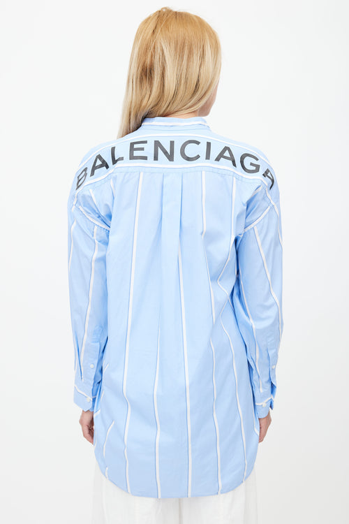 Balenciaga Blue 
White Stripe Oversized Shirt