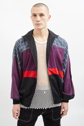 Balenciaga Blue, Red 
Black Cotton Mix Pattern Jacket