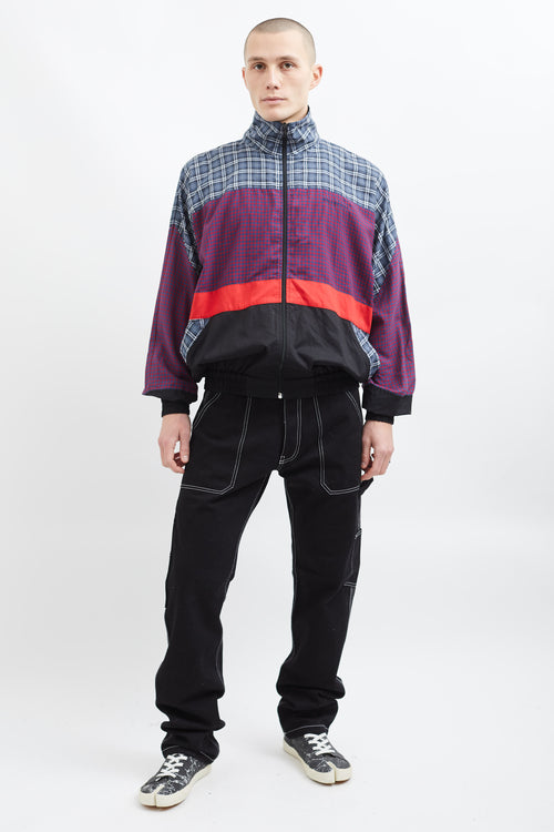 Balenciaga Blue, Red 
Black Cotton Mix Pattern Jacket