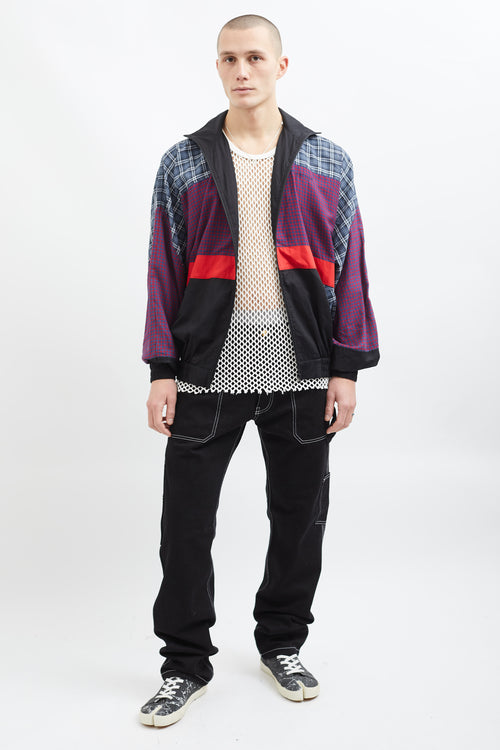 Balenciaga Blue, Red 
Black Cotton Mix Pattern Jacket