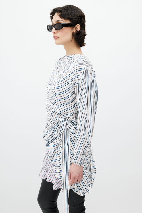 Balenciaga Blue 
White Striped Dress