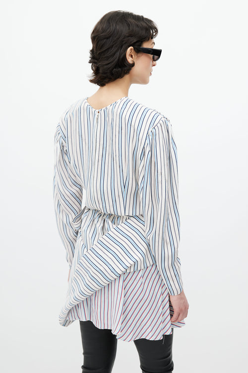 Balenciaga Blue 
White Striped Dress