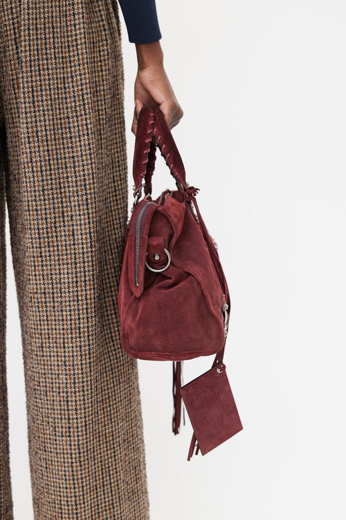 Balenciaga Burgundy Suede Classic City Bag