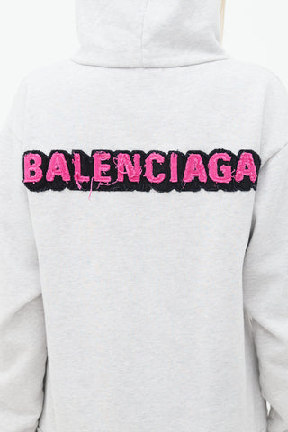 Balenciaga Grey Logo Patch Hoodie