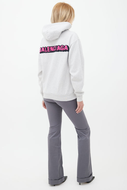 Balenciaga Grey Logo Patch Hoodie