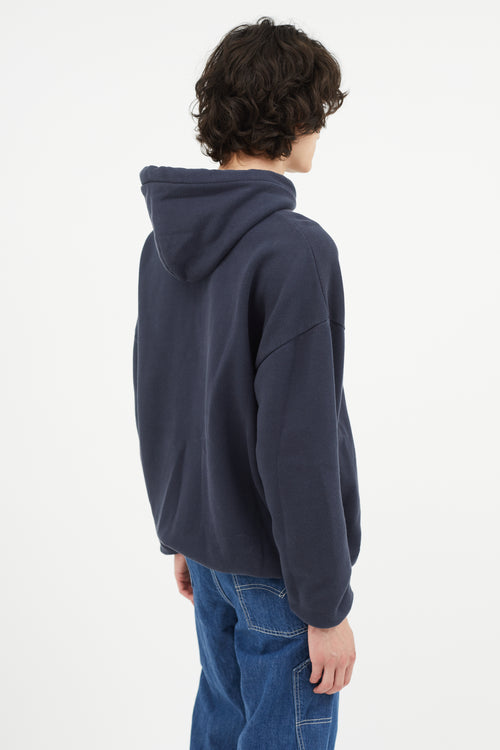 Balenciaga Navy 
Yellow Logo Hoodie