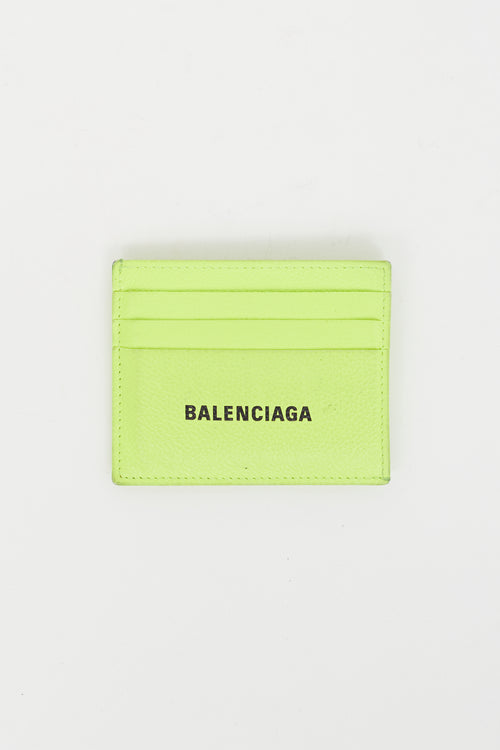 Balenciaga Neon Yellow Leather Cash Card Holder