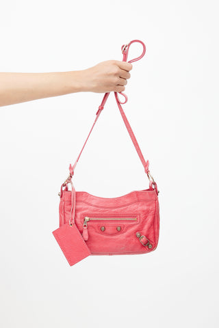 Balenciaga Pink Leather Mini City Shoulder Bag