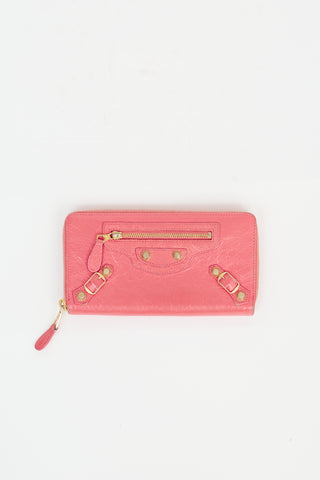 Balenciaga Pink Classic City Zip Wallet