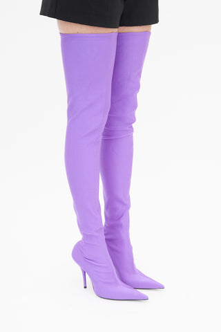 Balenciaga Purple Knife 110MM Over The Knee Boot