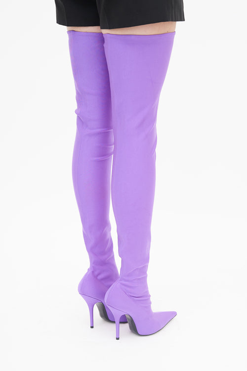 Balenciaga Purple Knife 110MM Over The Knee Boot