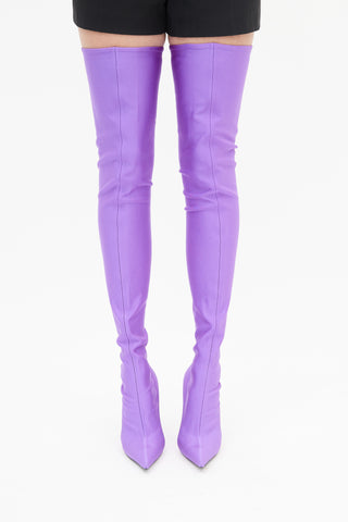 Balenciaga Purple Knife 110MM Over The Knee Boot