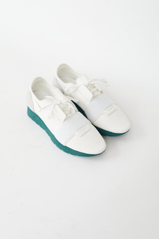 Balenciaga White 
Grey Tess S.Gomma Green Sole Sneaker