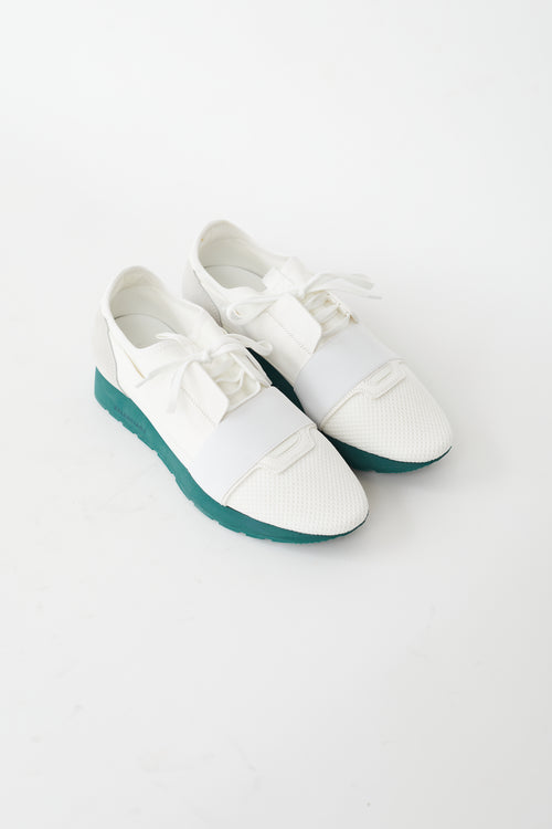 Balenciaga White 
Grey Tess S.Gomma Green Sole Sneaker