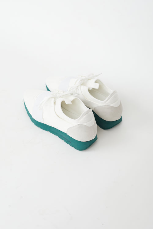 Balenciaga White 
Grey Tess S.Gomma Green Sole Sneaker