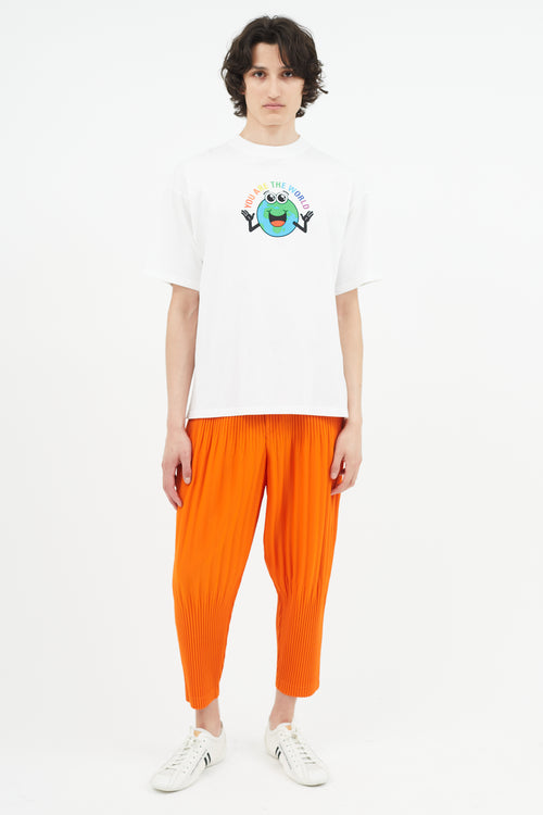 Balenciaga White 
Multicolour Globe Print T-Shirt