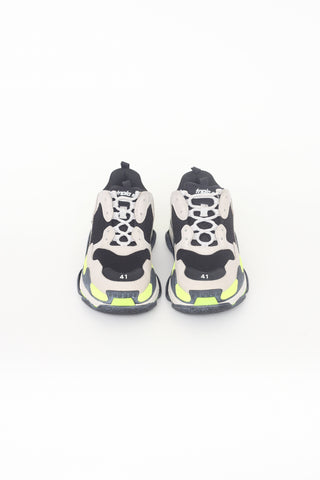 Balenciaga Grey Fluorescent Yellow 
Black Triple S Sneaker