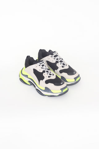 Balenciaga Grey Fluorescent Yellow 
Black Triple S Sneaker