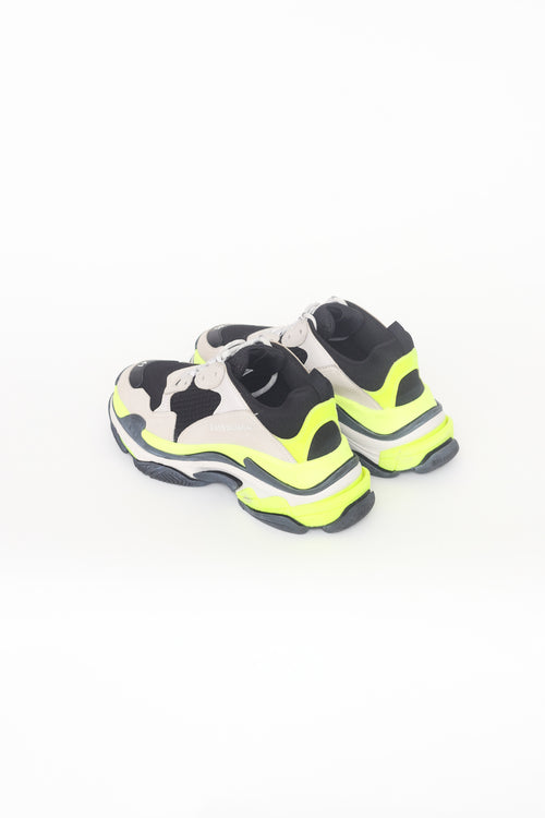 Balenciaga Grey Fluorescent Yellow 
Black Triple S Sneaker