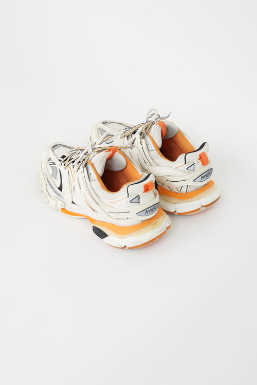 Balenciaga White 
Orange Leather Track Sneaker