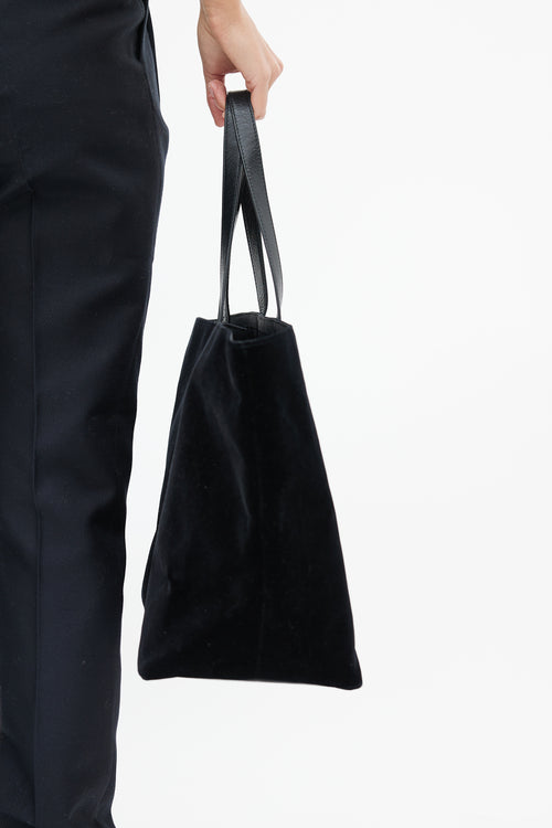 Balmain Black Velvet Embossed Logo Tote Bag