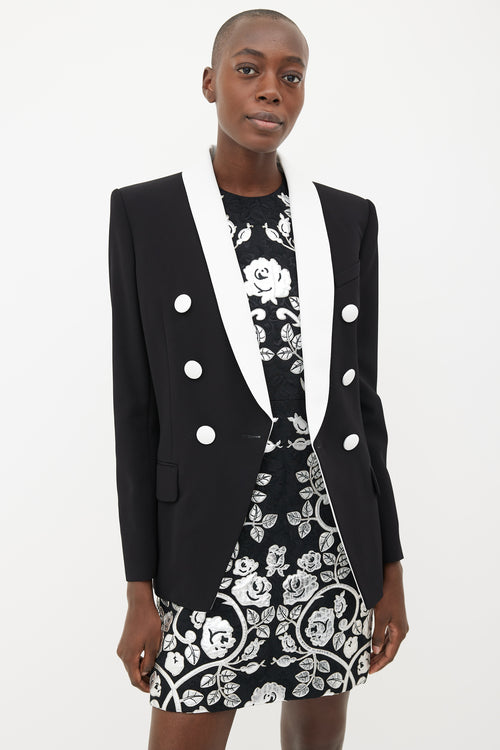 Balmain Black 
White Shawl Collar Blazer