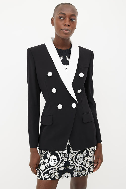 Balmain Black 
White Shawl Collar Blazer