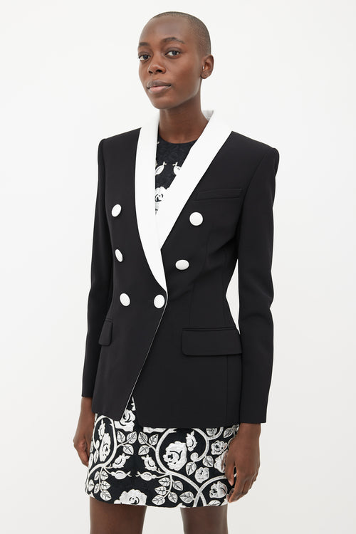 Balmain Black 
White Shawl Collar Blazer