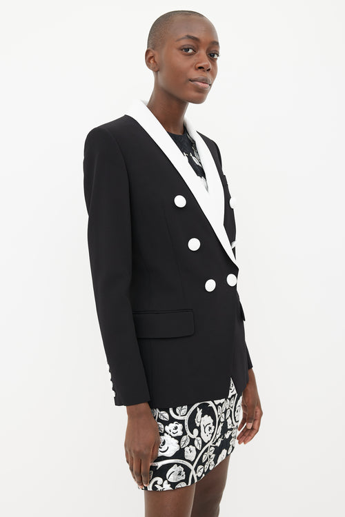 Balmain Black 
White Shawl Collar Blazer