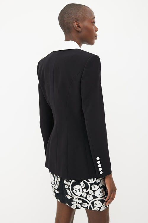 Balmain Black 
White Shawl Collar Blazer