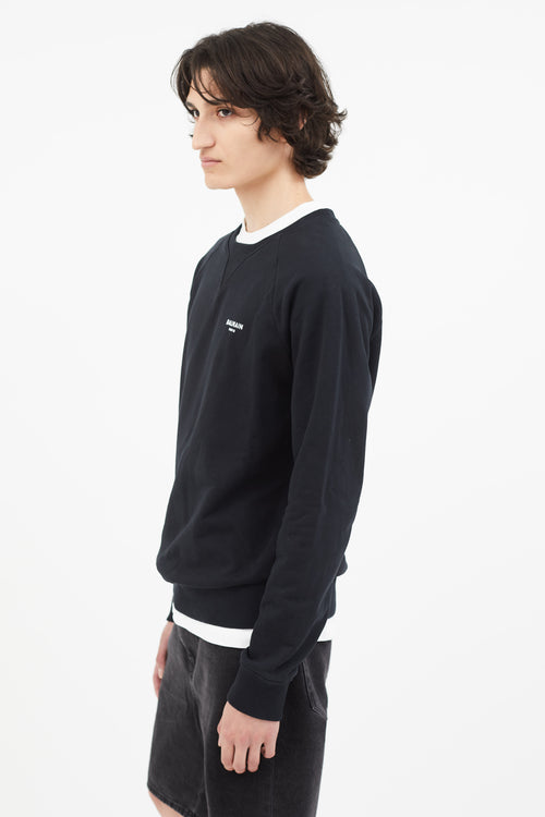 Balmain Black Crew Neck Logo Sweater