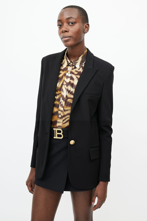 Balmain Black 
Gold Structured Blazer