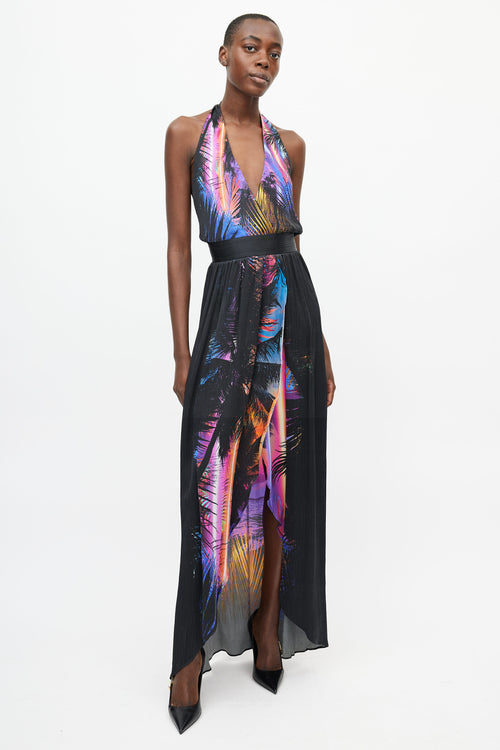 Balmain Black 
Mutlicolour Floral Print Halter Dress