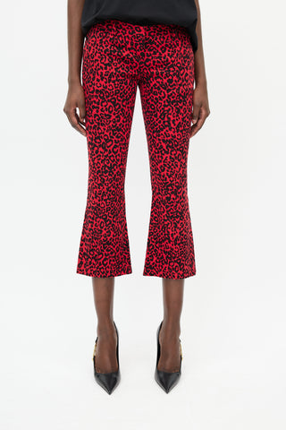 Balmain Black 
Red Print Flare Jeans