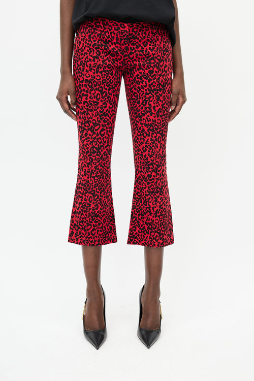 Balmain Black 
Red Print Flare Jeans