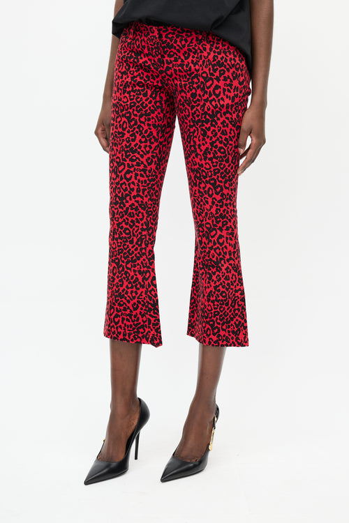 Balmain Black 
Red Print Flare Jeans