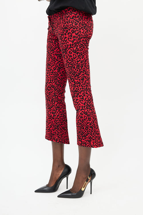 Balmain Black 
Red Print Flare Jeans