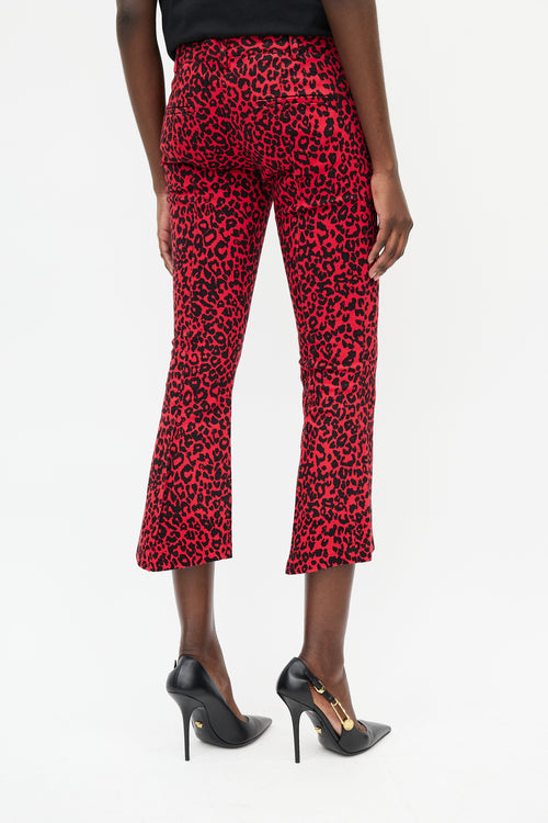 Balmain Black 
Red Print Flare Jeans