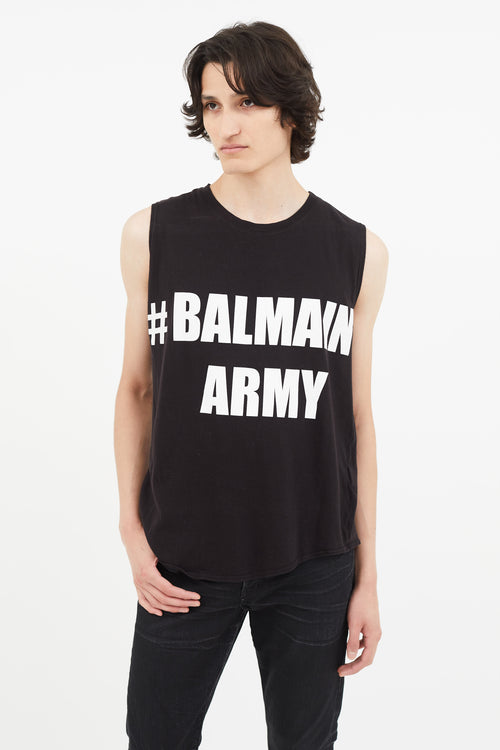 Balmain Black 
White Army Tank Top