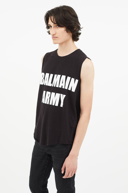 Balmain Black 
White Army Tank Top