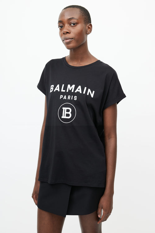 Balmain Black 
White Logo T-shirt