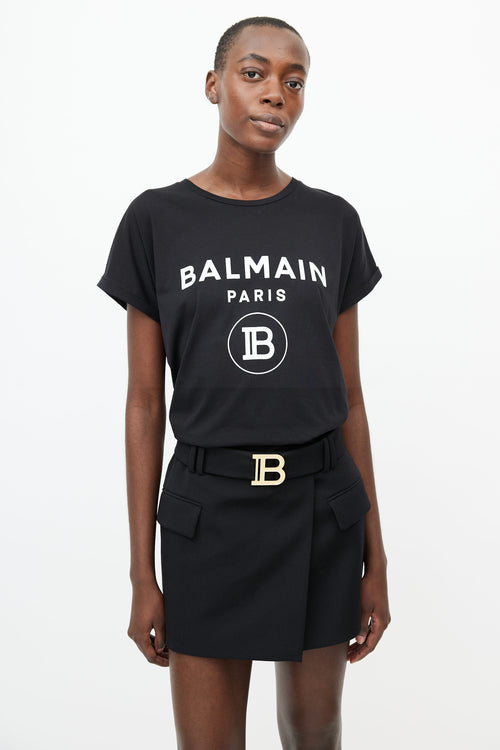 Balmain Black 
White Logo T-shirt