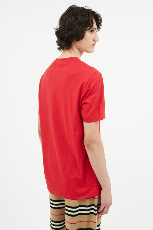 Balmain Red 
White Embroidery Logo T-Shirt