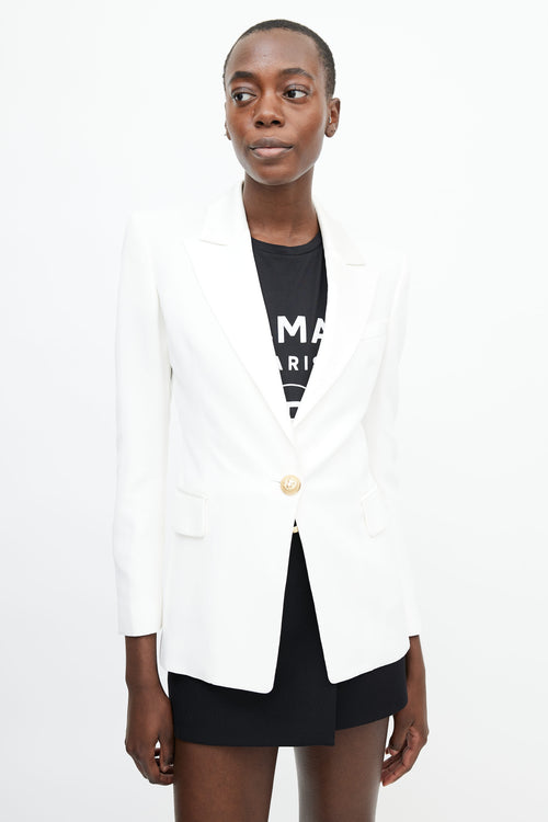 Balmain White Satin Trim Blazer