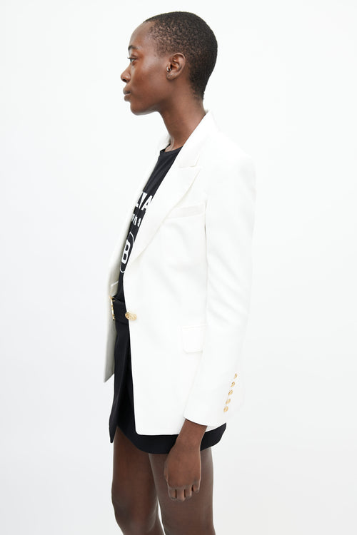 Balmain White Satin Trim Blazer