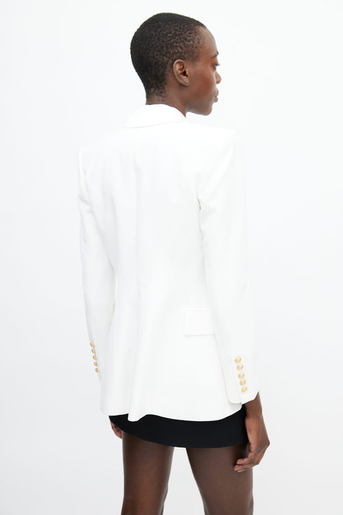 Balmain White Satin Trim Blazer