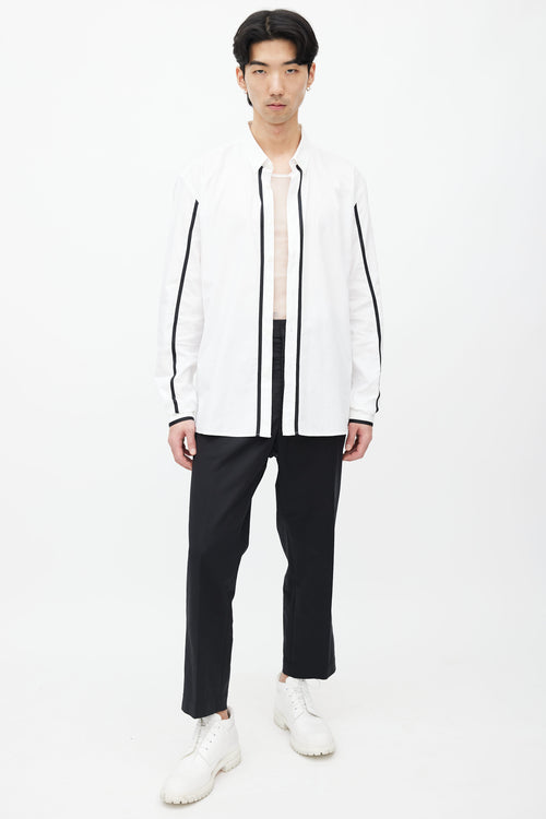 Balmain White 
Black Strip Long Sleeves Shirt