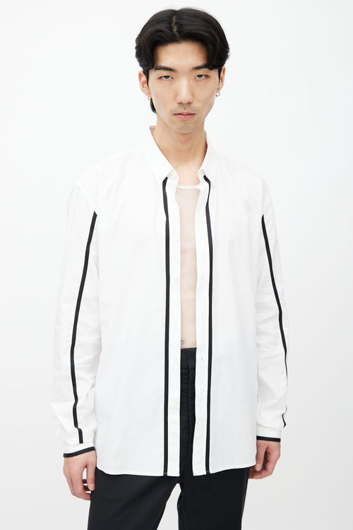 Balmain White 
Black Strip Long Sleeves Shirt