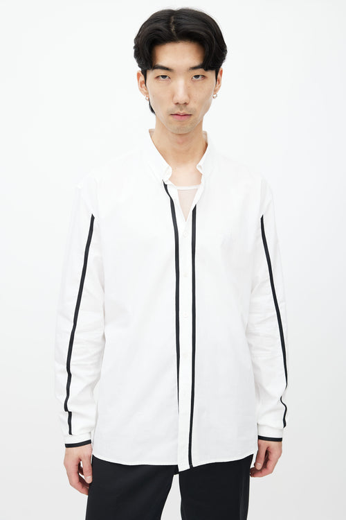 Balmain White 
Black Strip Long Sleeves Shirt