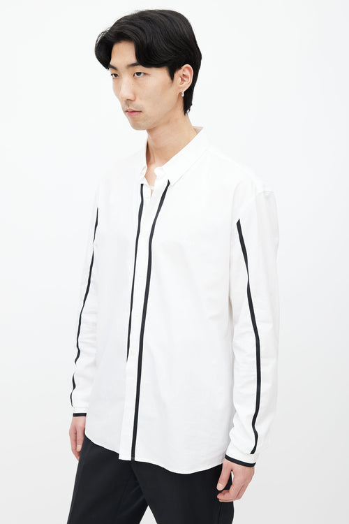 Balmain White 
Black Strip Long Sleeves Shirt